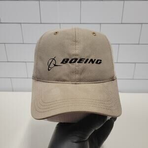 Boeing Khaki Tan Embroidered Logo Adjustable Strapback Dad Hat Cap